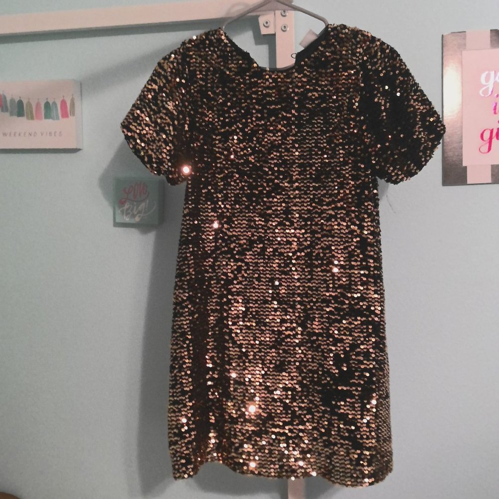 Zara black and gold sequin dress